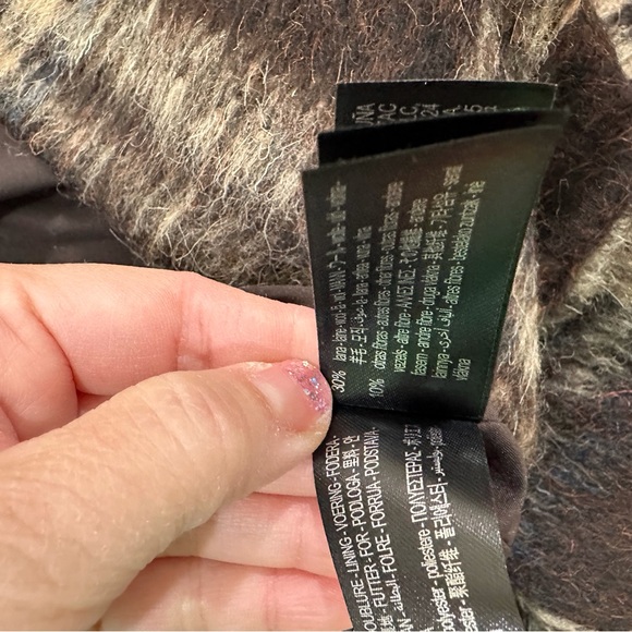 NWT Zara Plaid Jacket Wool Blend Cropped Black White Brown Shacket Women S 6318 - Picture 12 of 13